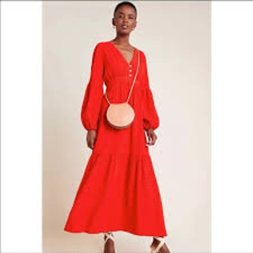 Anthropologie Amadi Boho Tiered Maxi Dress Vacation Cottage Alisha Womens XS